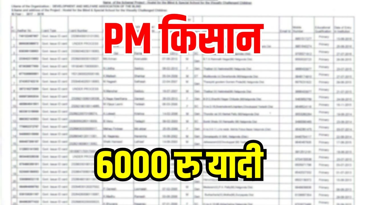 PM Kisan 6000 Rs List